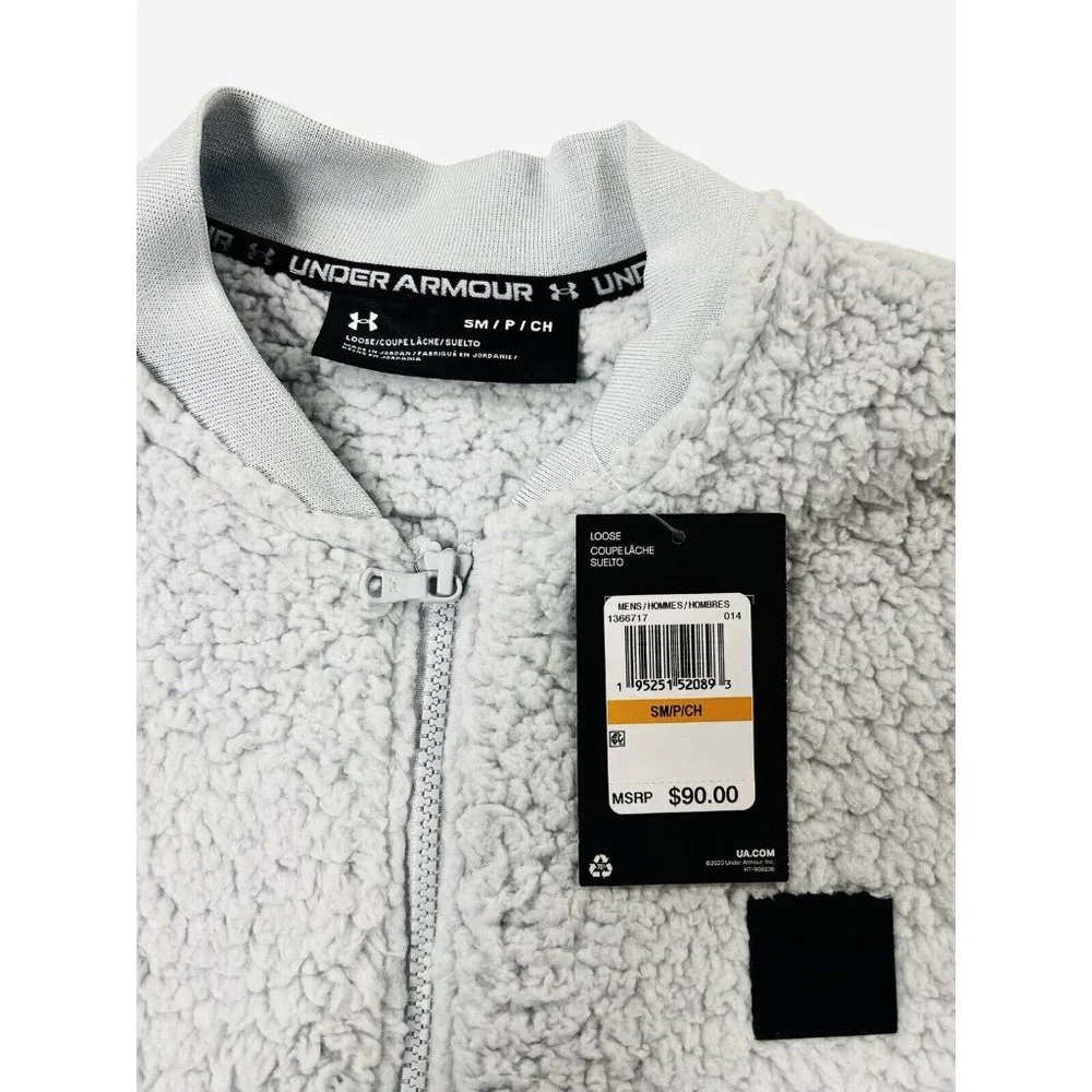 Under Armour Sherpa Bomber Jacket Gray Ultra-soft Comfort Men's Size S - Picture 10 of 10